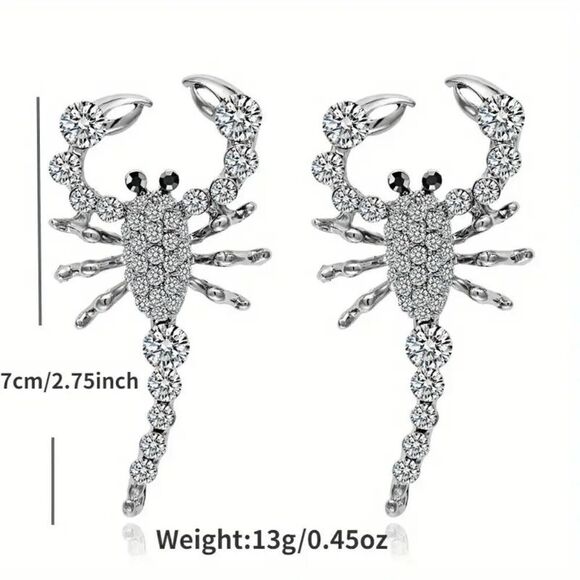 Scorpion Diamond Stud Earrings - Picture 4 of 8